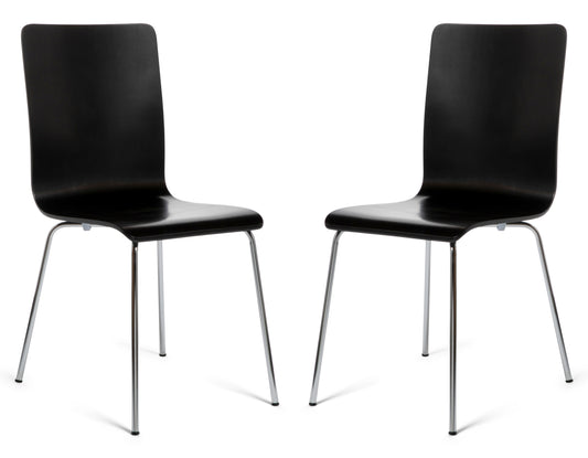 2 Madison Black and Chrome Dining Chairs
