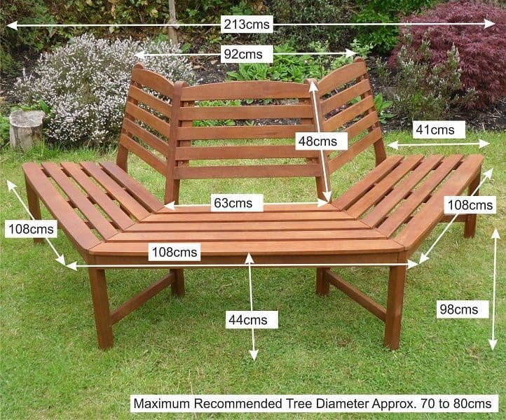 Henley Hardwood 1/2 Tree Seat Garden Bench Dimensions