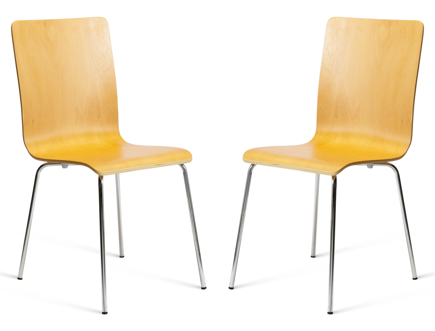 2 Madison Natural & Chrome Dining Chairs