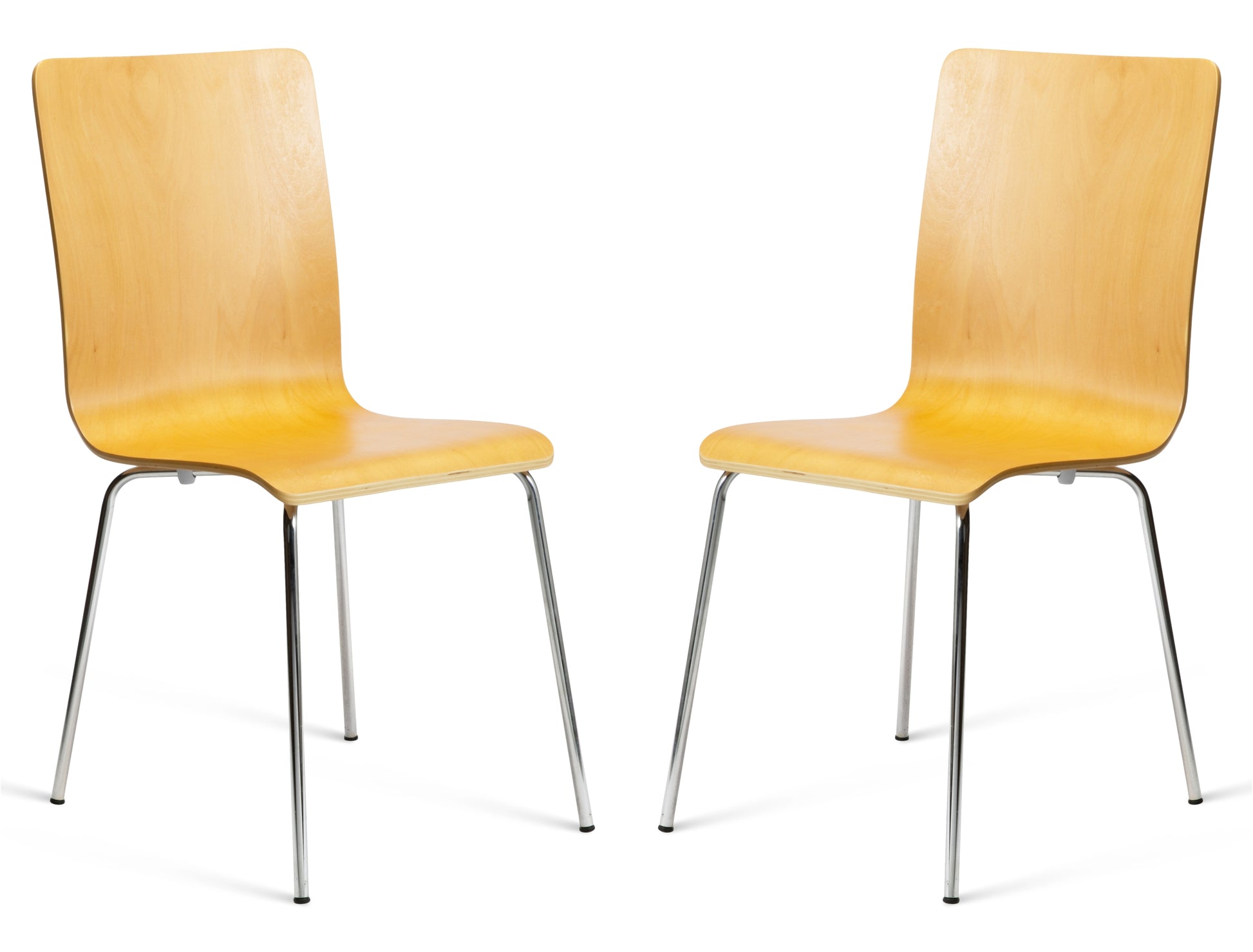 2 Madison Natural & Chrome Dining Chairs