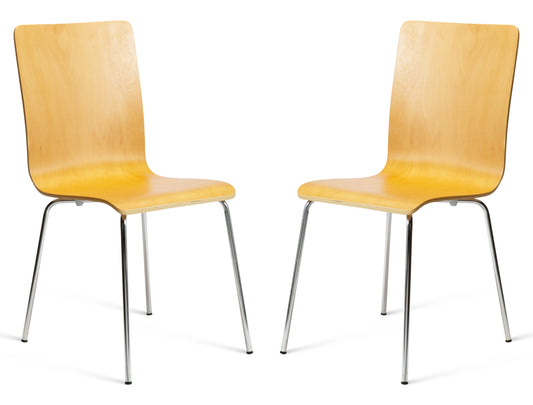 2 Madison Natural & Chrome Dining Chairs