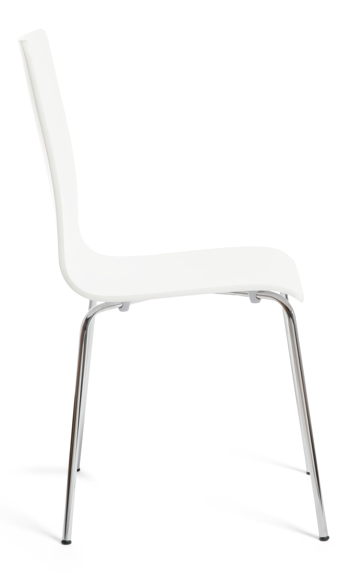 Madison White & Chrome Dining Chair Side View