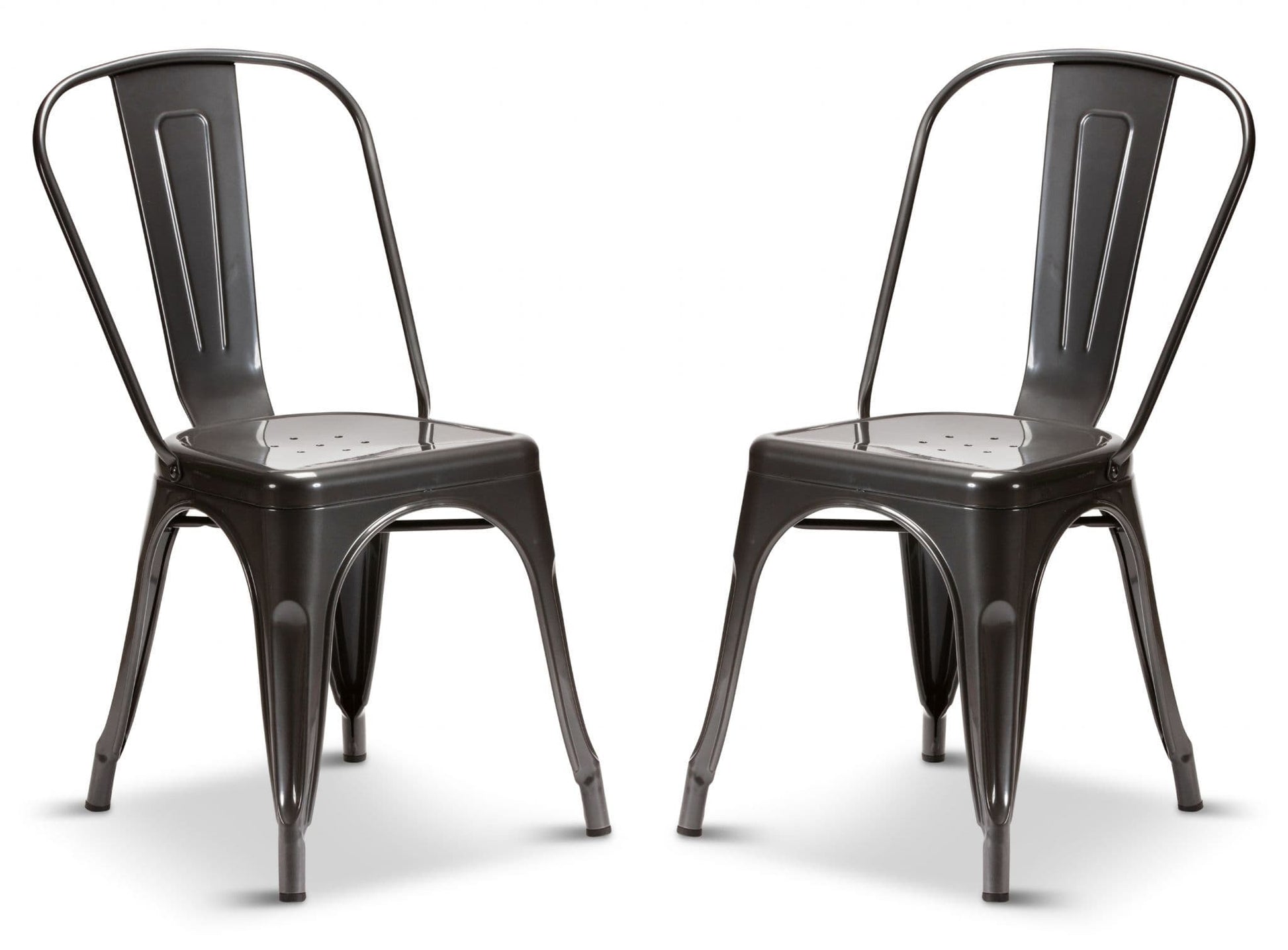 2 Graphite Grey Industrial Tolix Style Dining Chairs