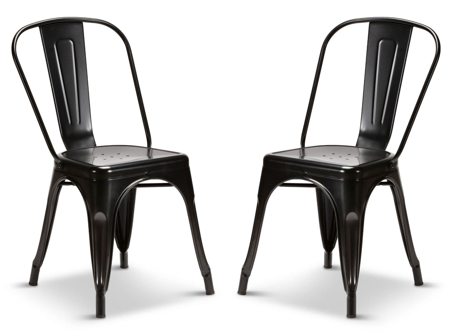 2 Matt Black Metal Industrial Tolix Style Dining Chairs