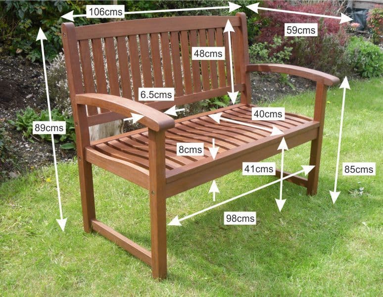 Henley Hardwood 2 Seat Garden Bench Dimensions