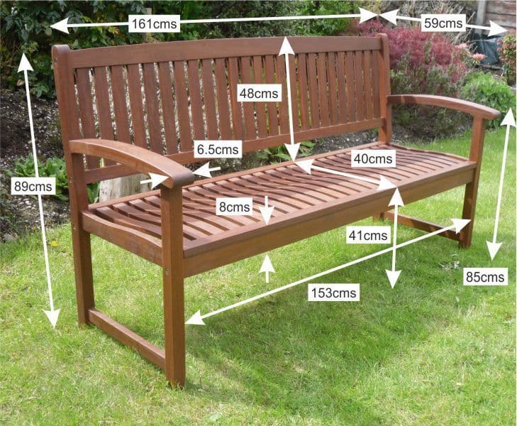 Henley Hardwood 3 Seat Garden Bench Dimensions