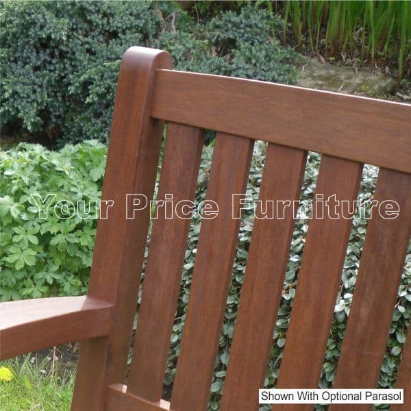 Henley Hardwood 3 Seat Garden Bench Detail