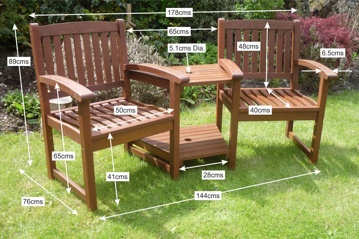 Henley Hardwood Love Seat Garden Bench Dimensions