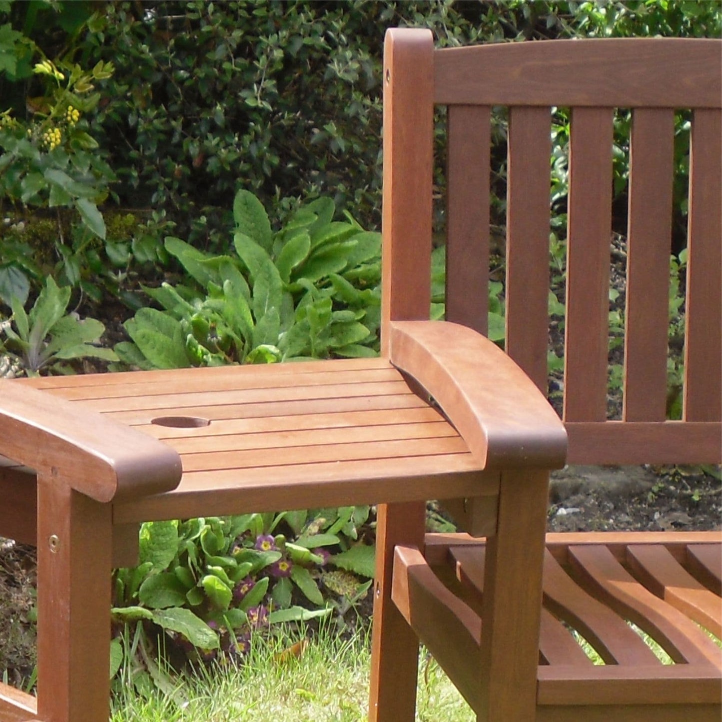 Henley Hardwood Love Seat Garden Bench Detail