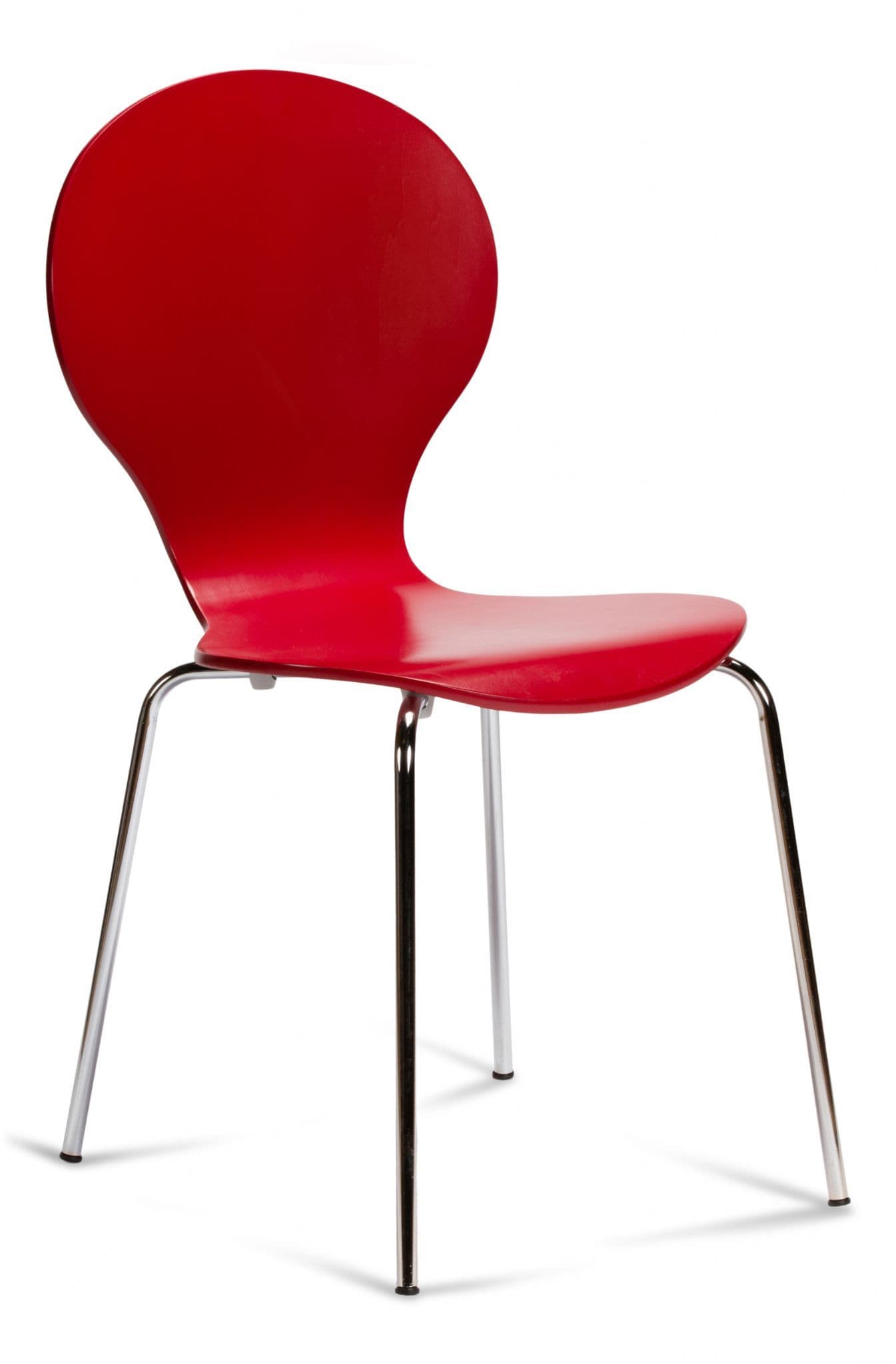 Kimberley Dining Set White Table & 4 Red Chairs - Chair Front View