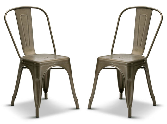 2 Gun Metal Industrial Tolix Style Dining Chairs