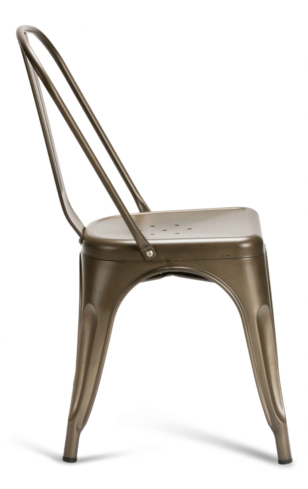 2 Gun Metal Industrial Tolix Style Dining Chairs Side View