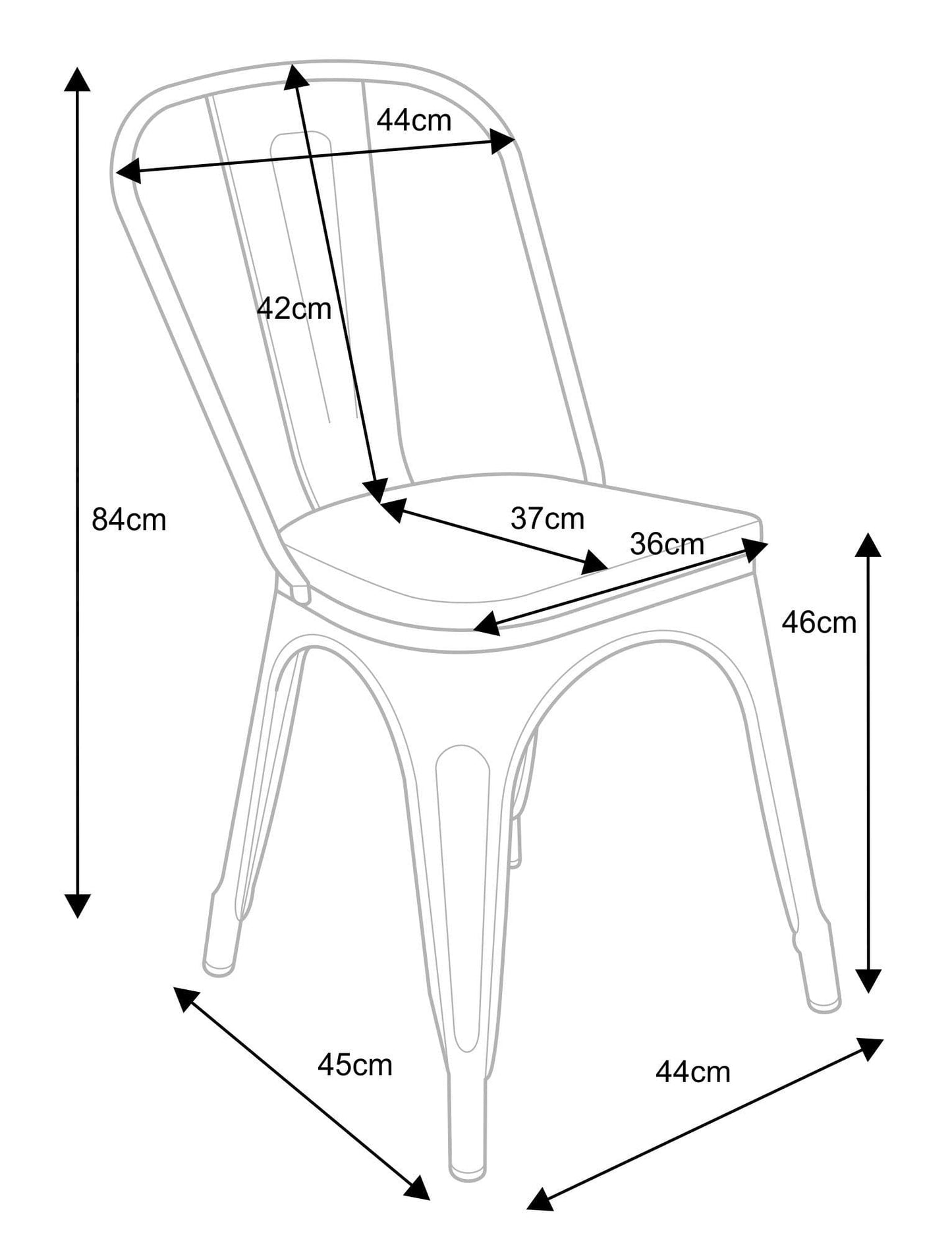 Gun Metal With Oak Seat Industrial Tolix Style Dining Chairs Dimensions
