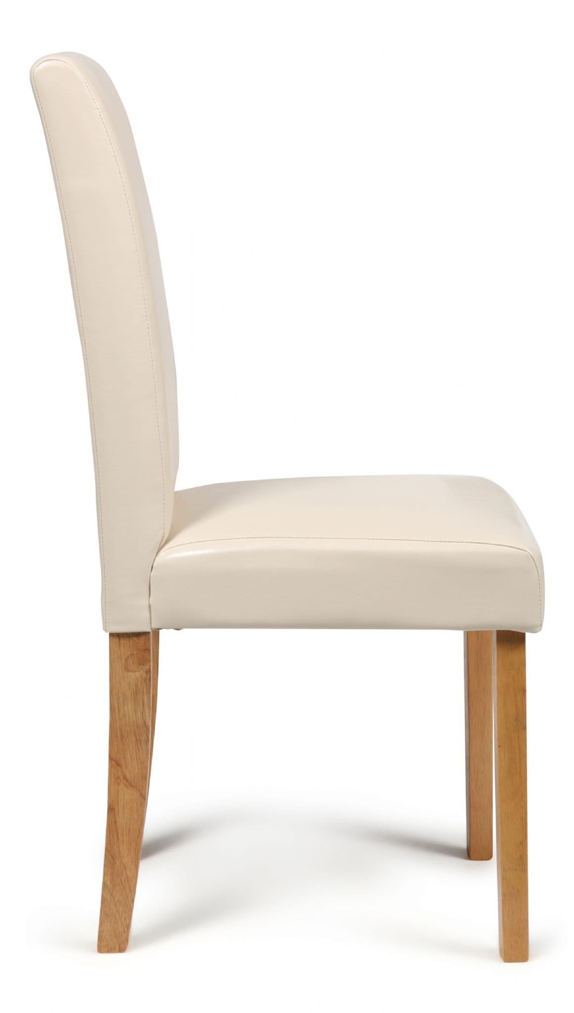 Cream Torino Faux Leather Dining Chairs Side View