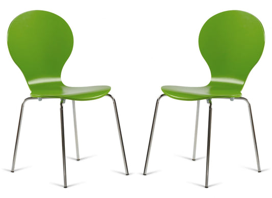 2 Kimberley Green & Chrome Dining Chairs