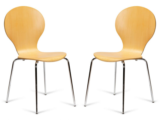 2 Kimberley Natural & Chrome Dining Chairs