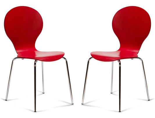 2 Kimberley Red & Chrome Dining Chairs