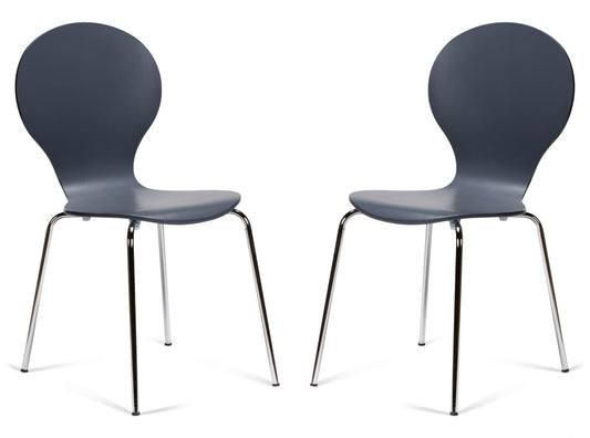 2 Kimberley Slate Grey & Chrome Dining Chairs
