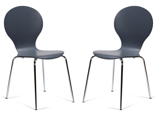 2 Kimberley Slate Grey & Chrome Dining Chairs