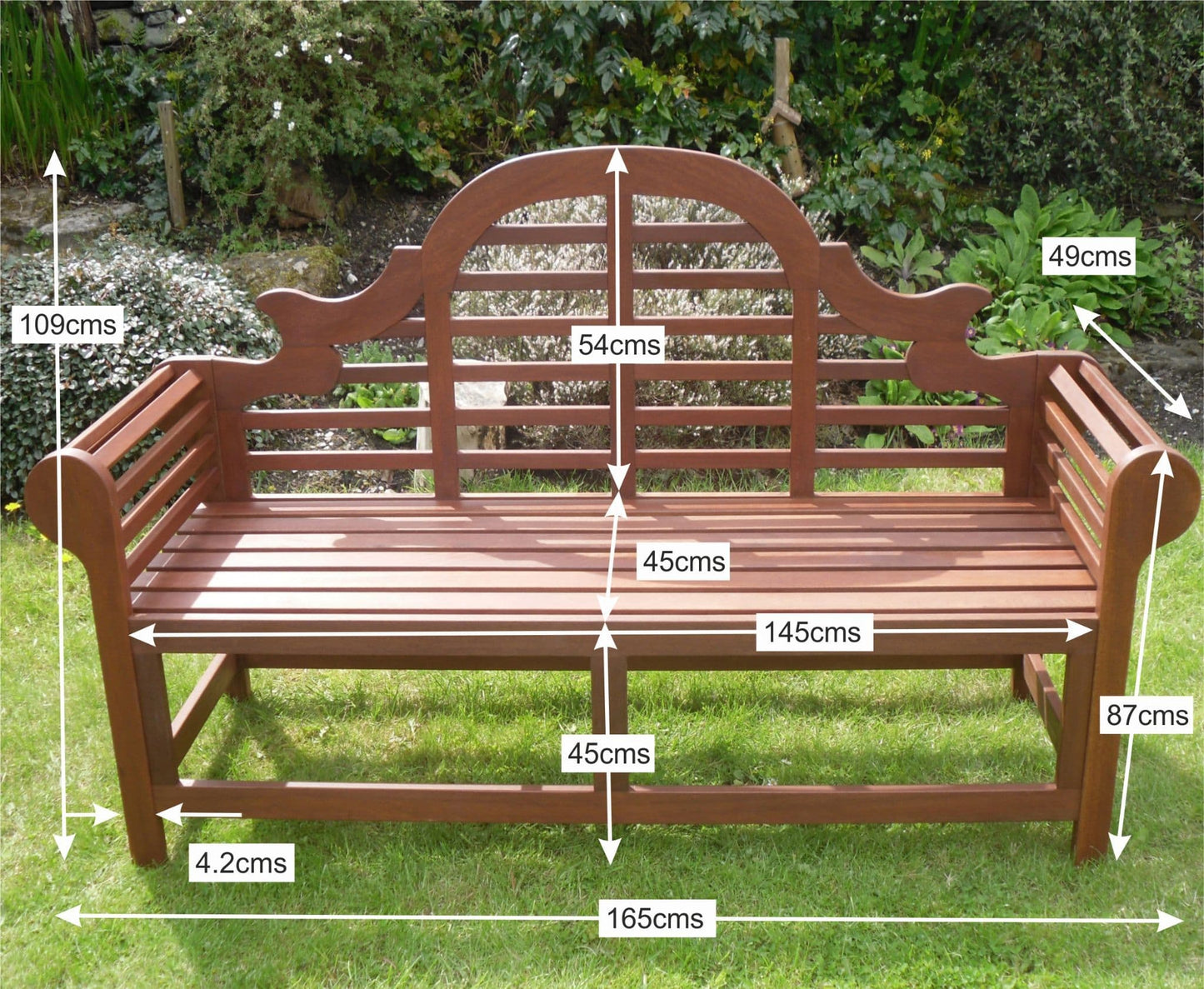 Richmond 165cm Hardwood Garden Bench Dimensions