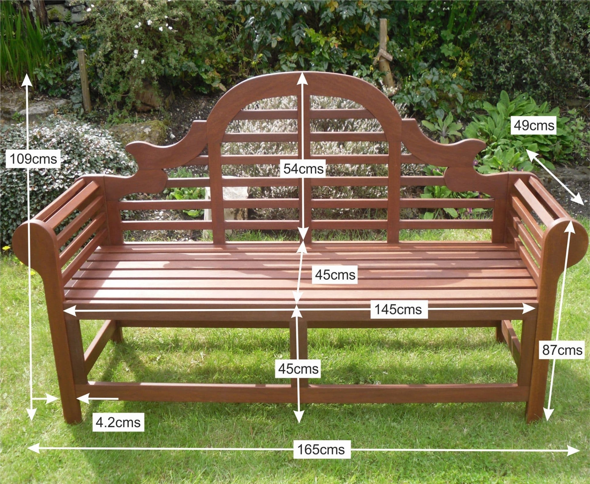 Richmond 165cm Hardwood Garden Bench Dimensions