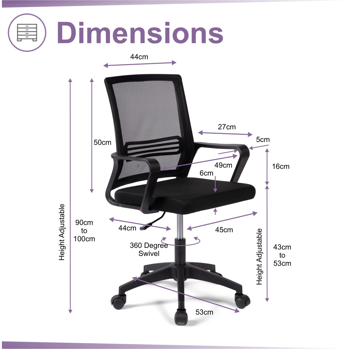 Ashford Mesh Back Home Office Chair Black 1/2 Price Deal