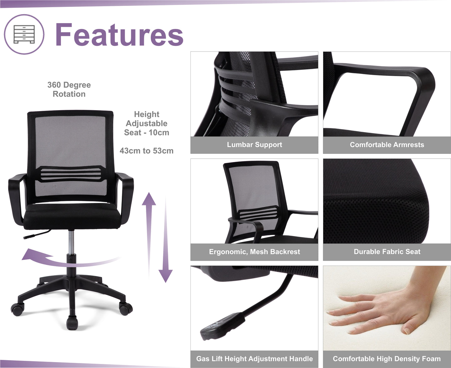 Ashford Mesh Back Home Office Chair Black 1/2 Price Deal