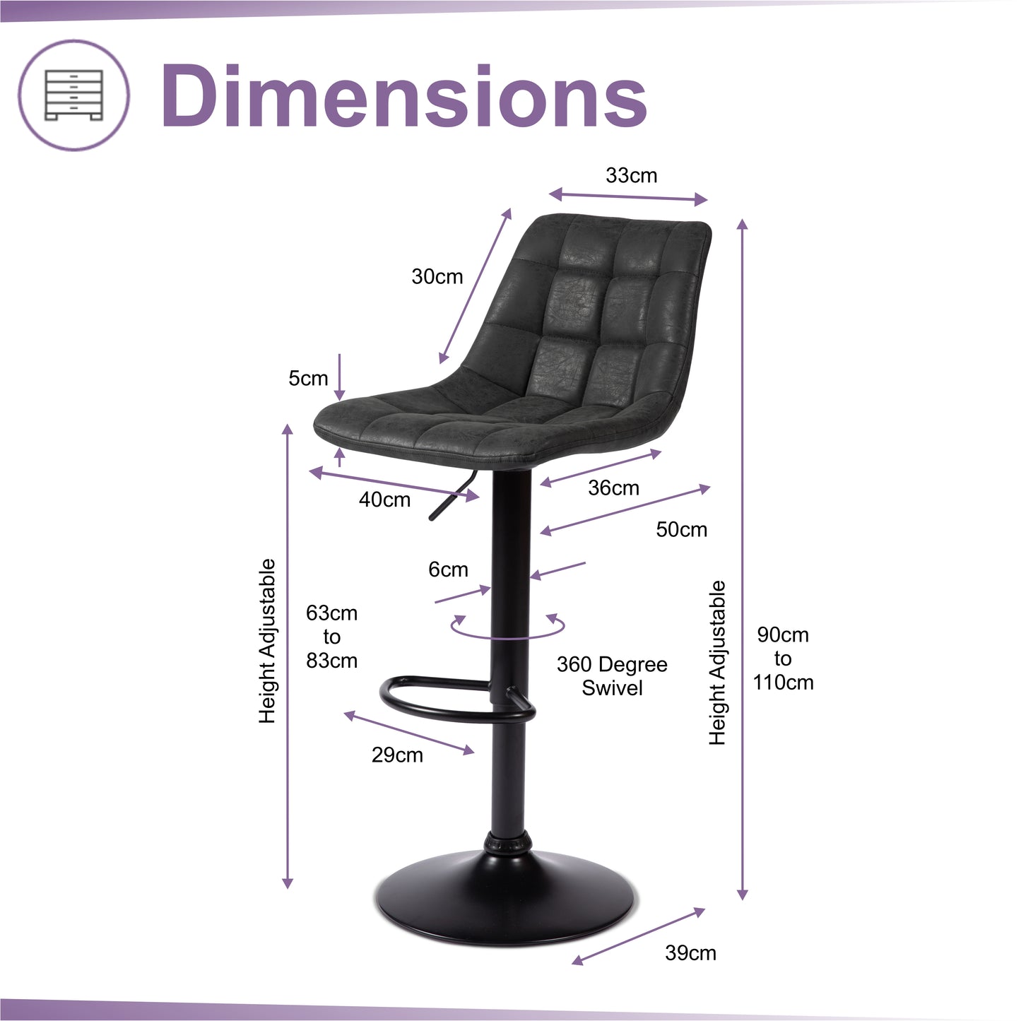 2 Nova Bar Stools Charcoal Grey 1/2 Price Deal
