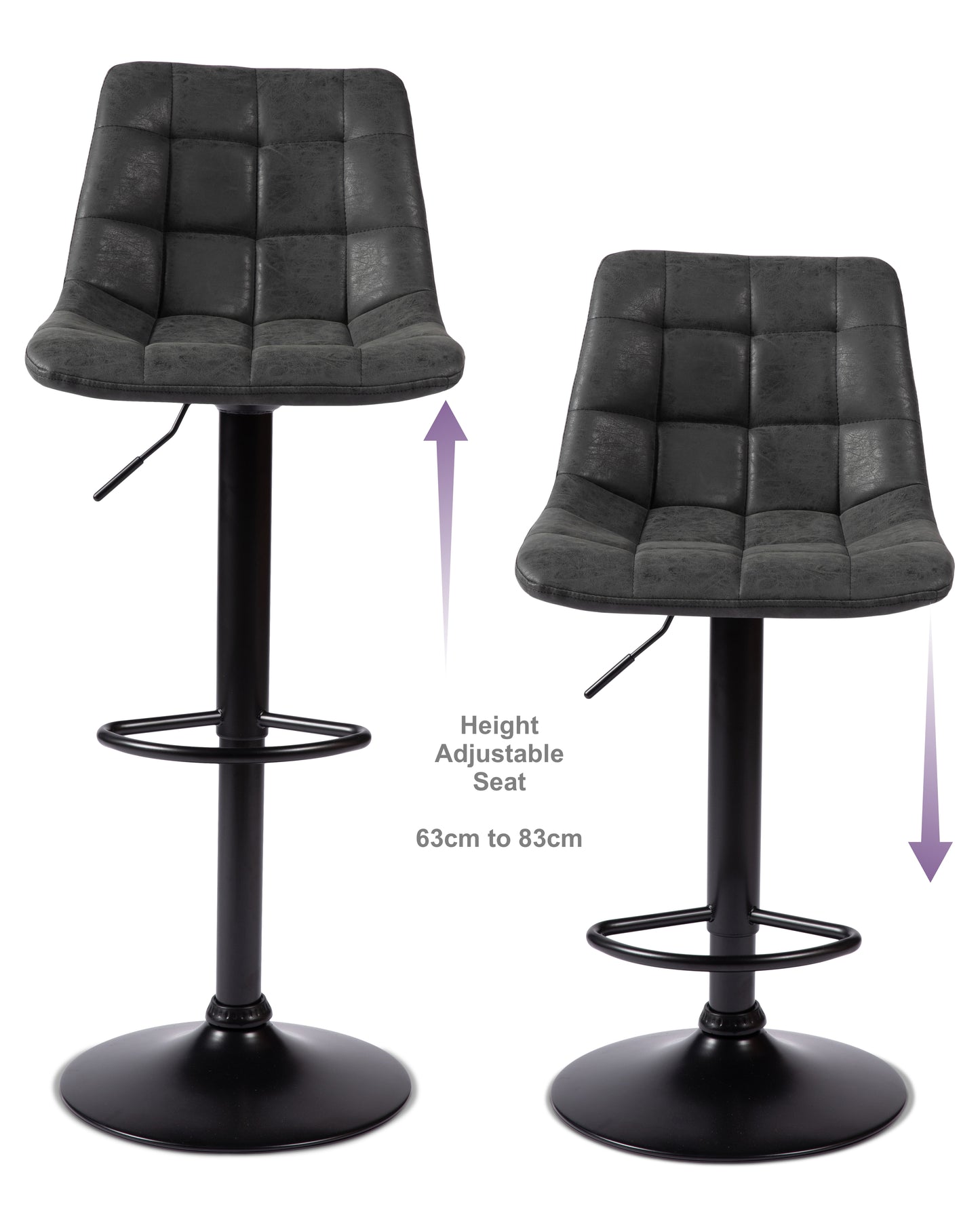 2 Nova Bar Stools Charcoal Grey 1/2 Price Deal