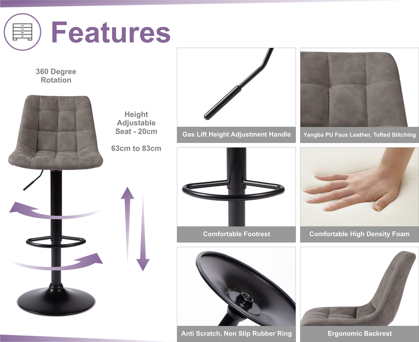 2 Nova Bar Stools Smoke Grey 1/2 Price Deal