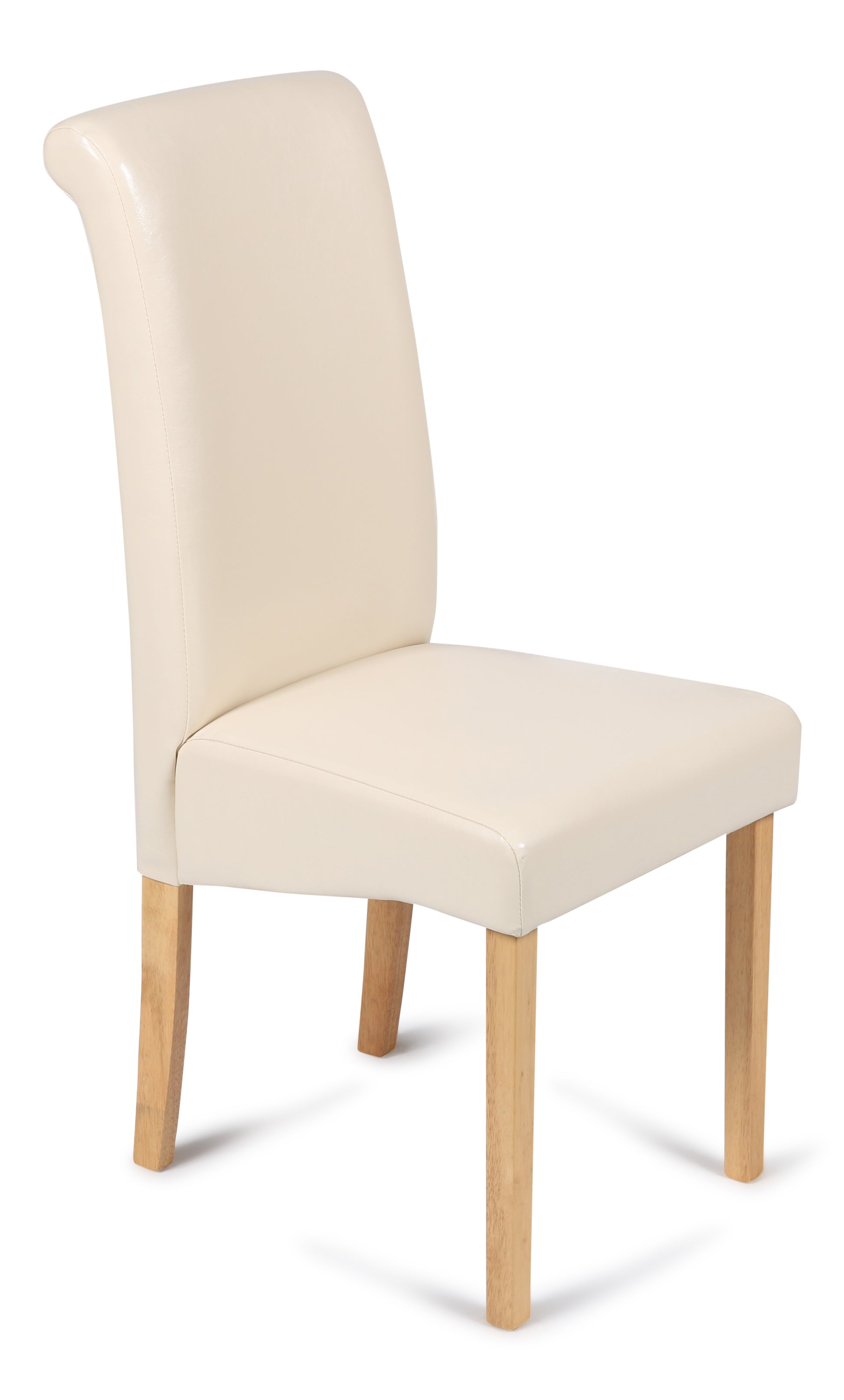 Roma Cream Faux Leather Dining Chairs Front View