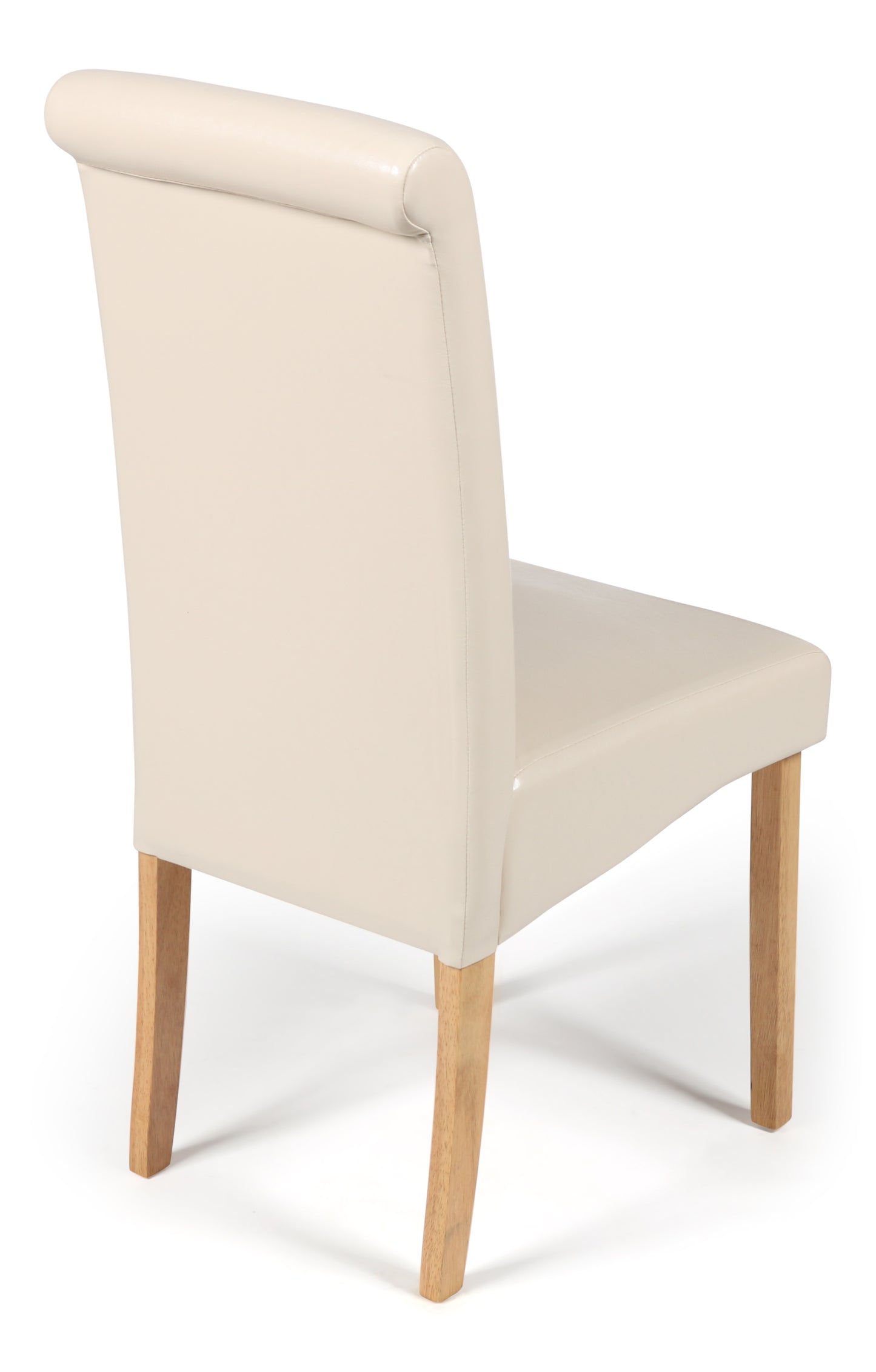 Roma Cream Faux Leather Dining Chairs Rear View