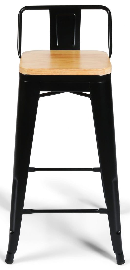 1 Black With Oak Seat Industrial Tolix Style Dining  Stool 1/2 Price Deal