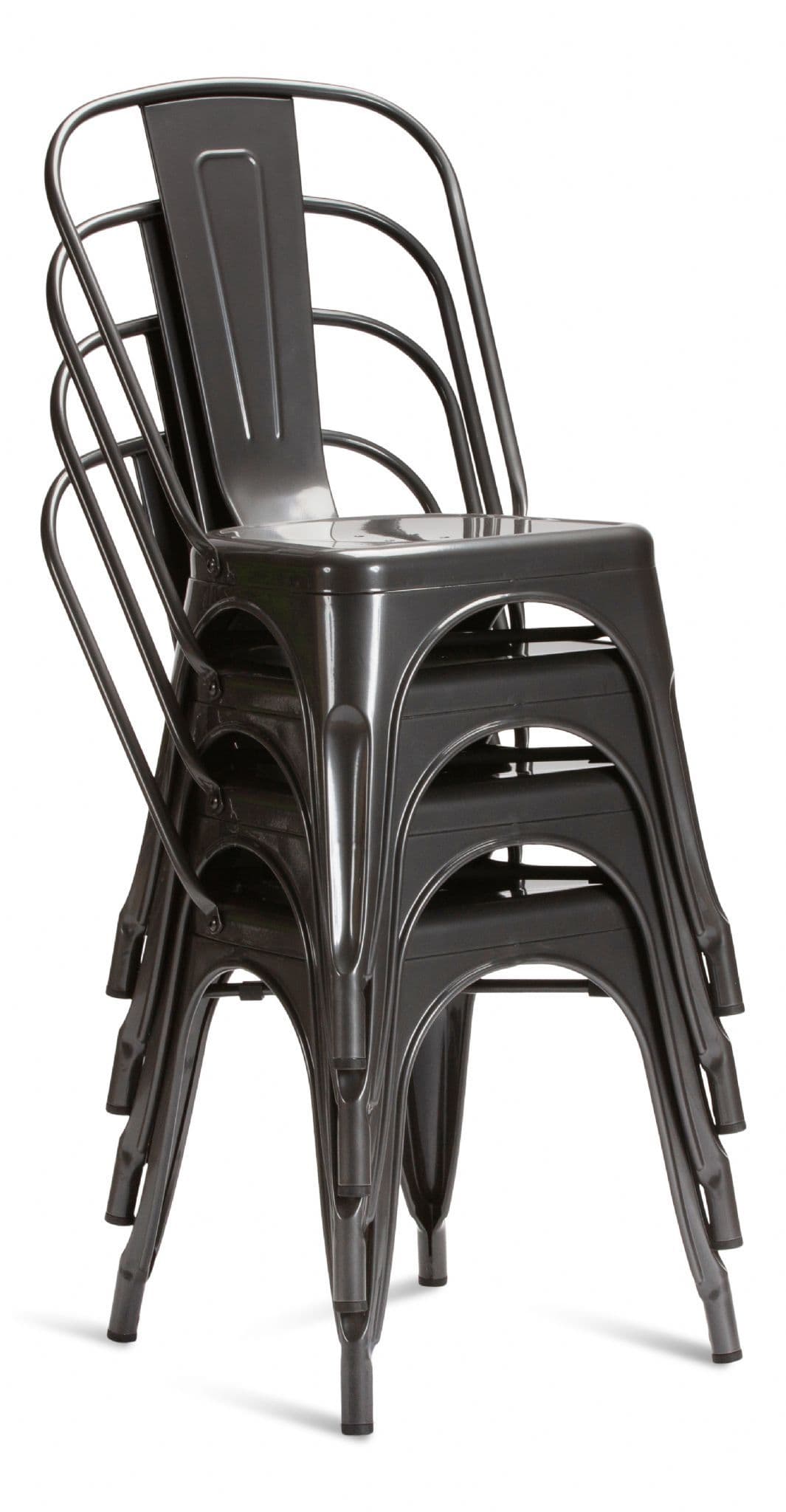 Graphite Grey Industrial Tolix Style Dining Chairs Stacked