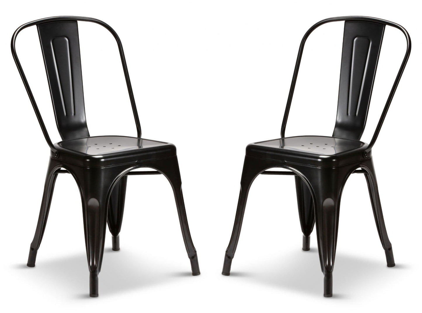 2 Matt Black Metal Industrial Tolix Style Dining Chairs