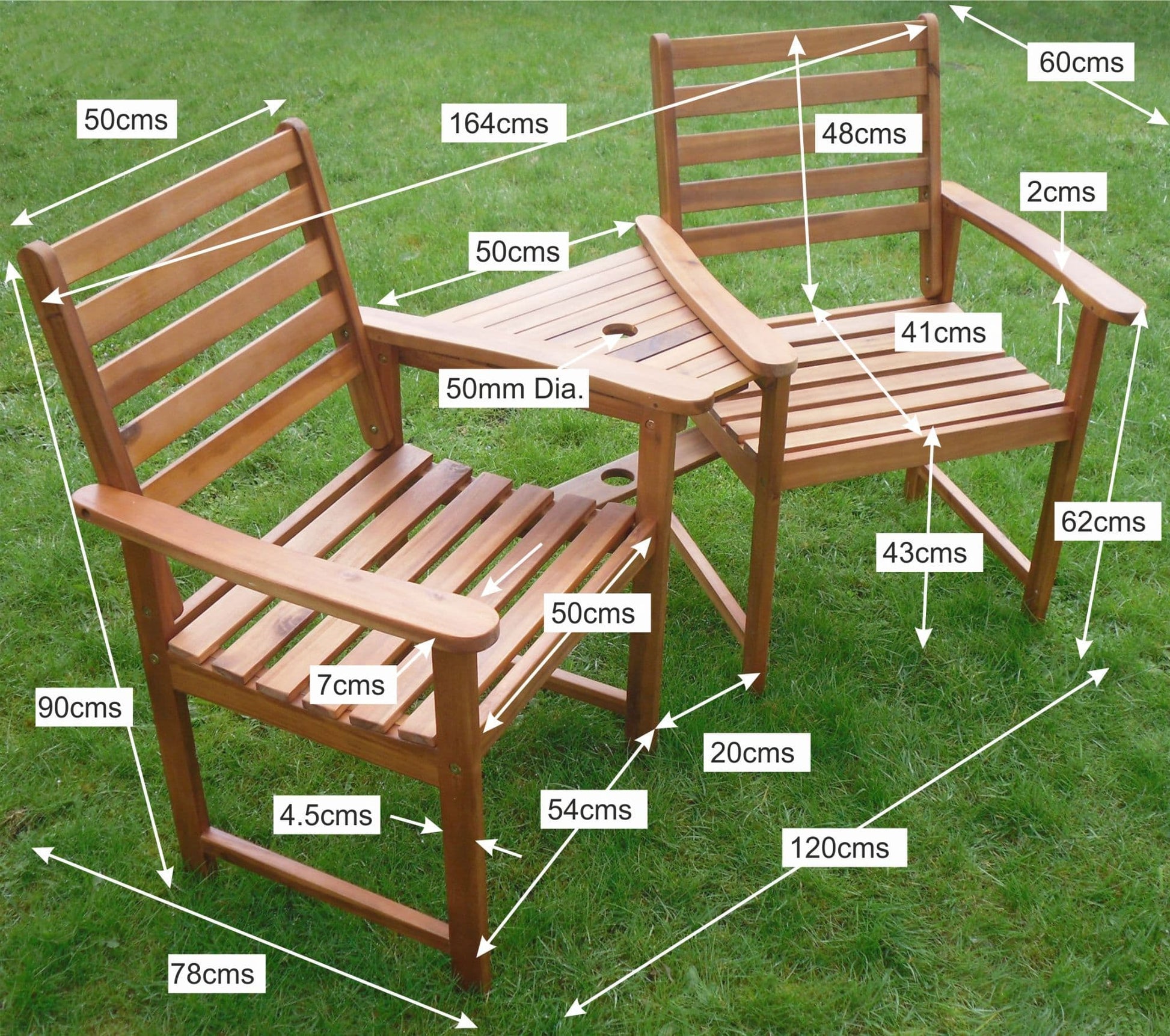 Ascot Hardwood Companion Set Garden Bench Dimensions