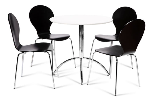 Kimberley Dining Set White Table & 4 Black Chairs