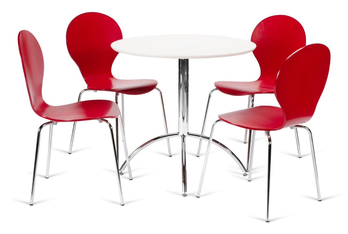 Kimberley Dining Set White Table & 4 Red Chairs