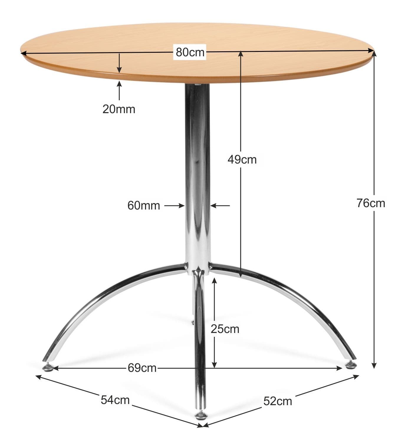 Kimberley Natural & Chrome Dining Table Dimensions