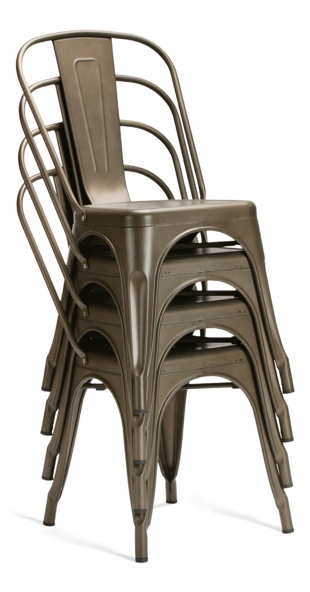 Gun Metal Industrial Tolix Style Dining Chairs Stacking