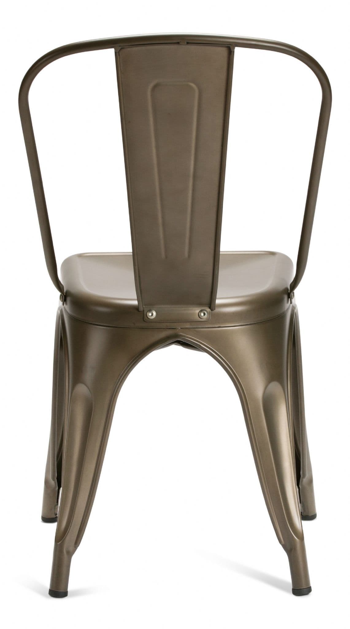 Gun Metal Industrial Tolix Style Dining Chairs Rear View