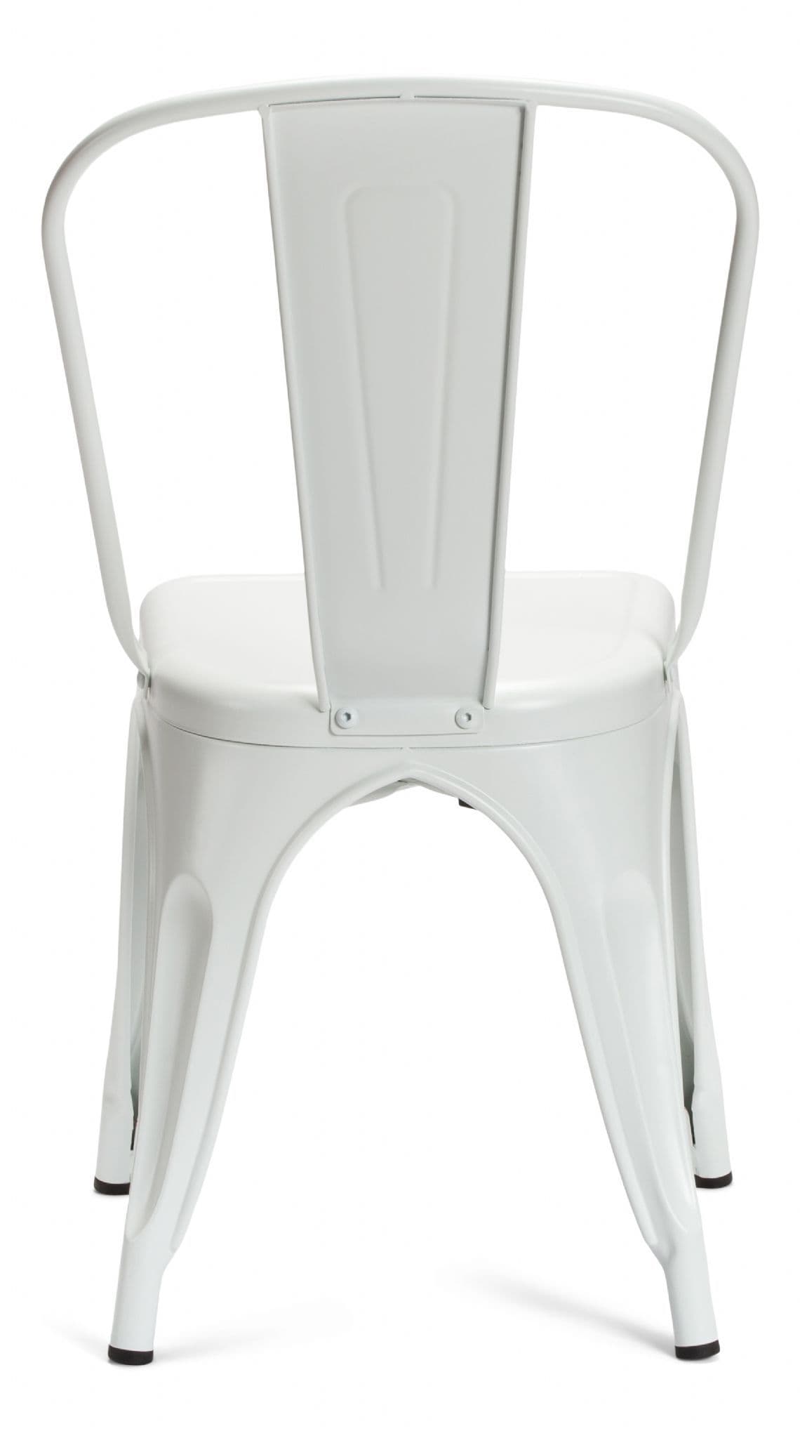 Matt White Metal Industrial Tolix Style Dining Chairs Rear View