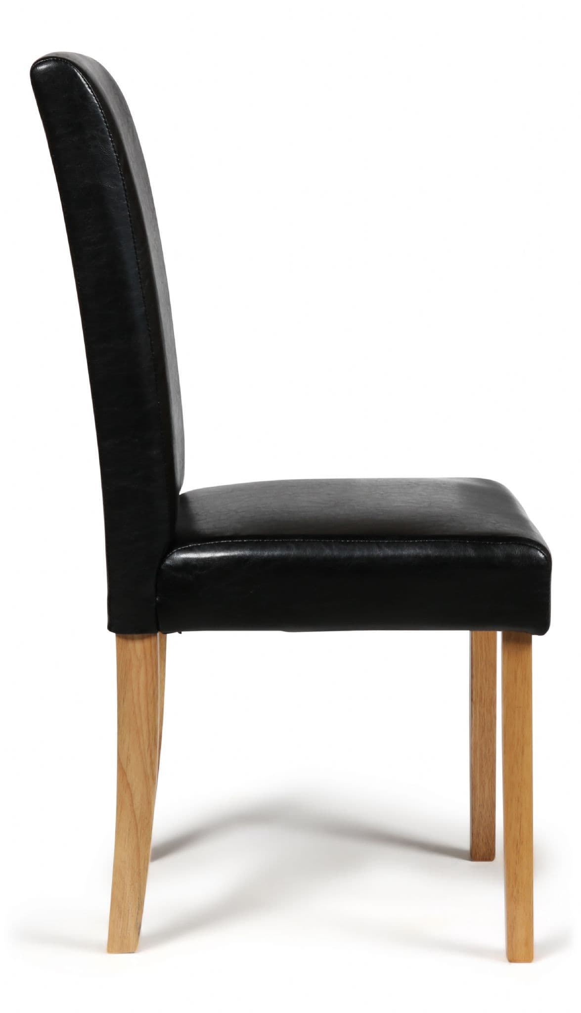 Black Torino Faux Leather Dining Chairs Side View