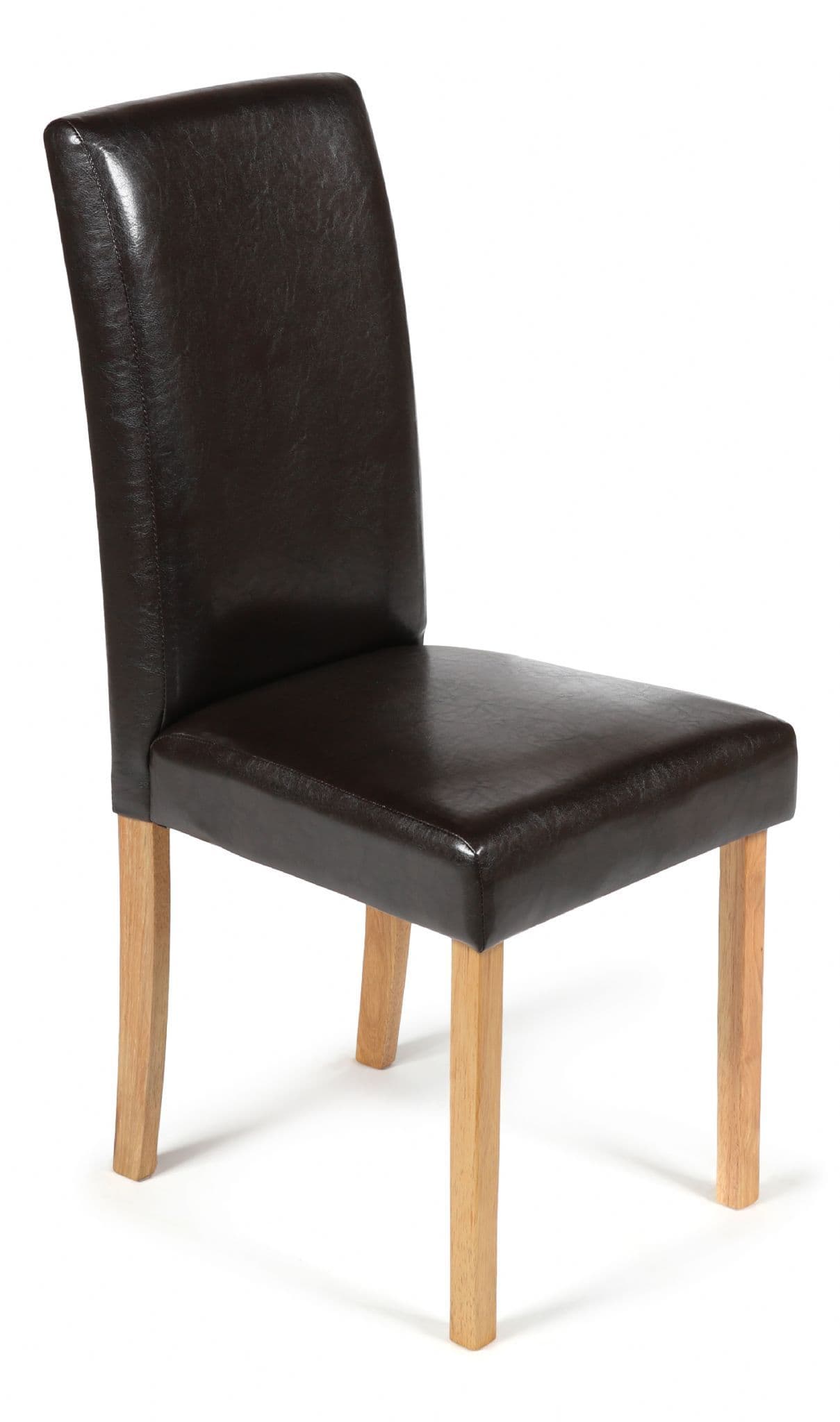 Brown Torino Faux Leather Dining Chairs Front View