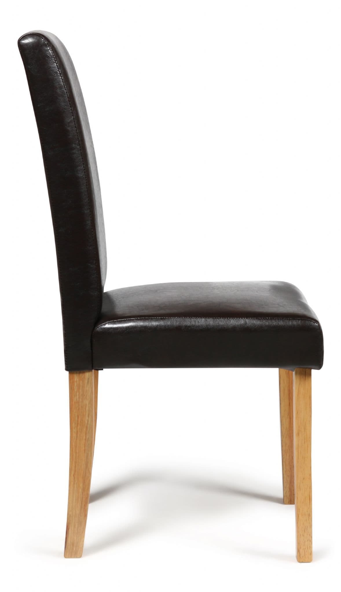 Brown Torino Faux Leather Dining Chairs Side View