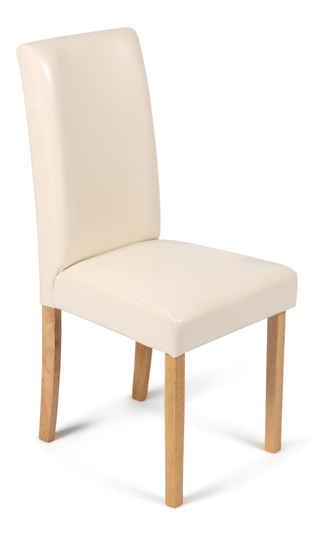 Cream Torino Faux Leather Dining Chairs Front View
