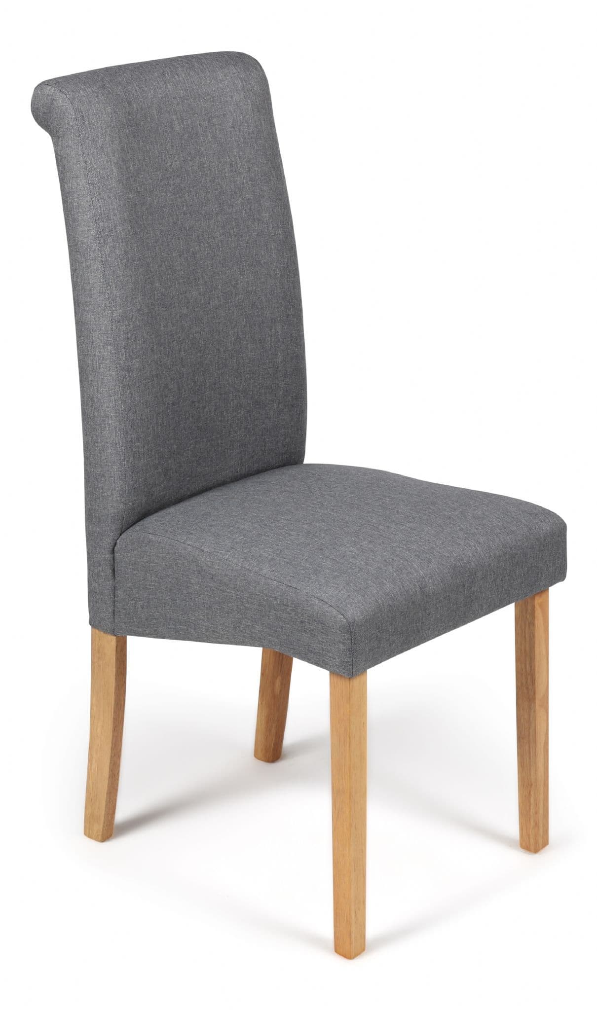 Roma Grey Fabric Dining Chairs Front View