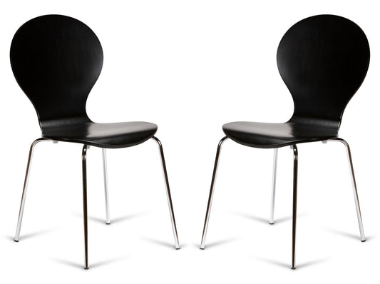 2 Kimberley Black & Chrome Dining Chairs