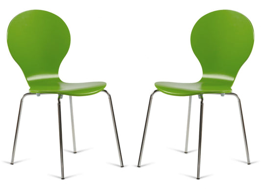 2 Kimberley Green & Chrome Dining Chairs