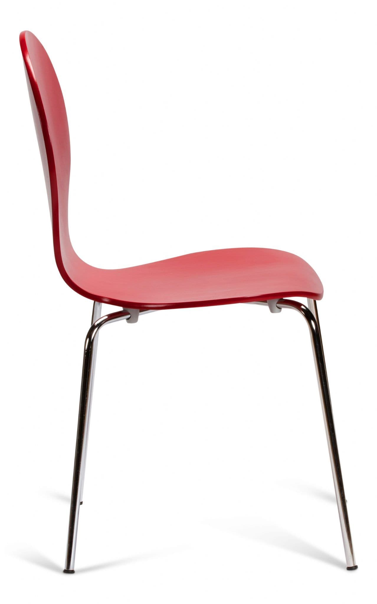 Kimberley Red & Chrome Dining Chairs Side View